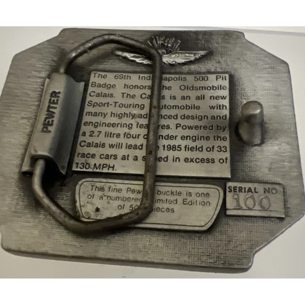 1985 Indy 500 Belt Buckle Oldsmobile Calais # 100‎ of 500